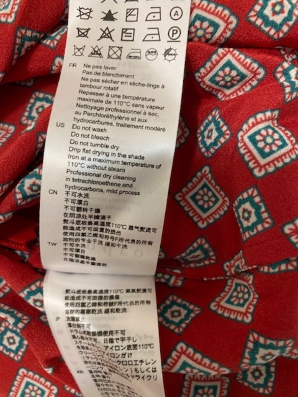 Sandro Red Geometric Print Silk Mini Dress Size 4 - Picture 14 of 15